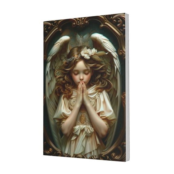 12x18 inch Canvas Frameless Painting Classic Angel Praying,Rustic Bathroom,Prayer Room,Woman Cave Wall Art Decor,Modern Style Angel Praying Paintings Prints,Funny Gifts For Angel Enthusiast