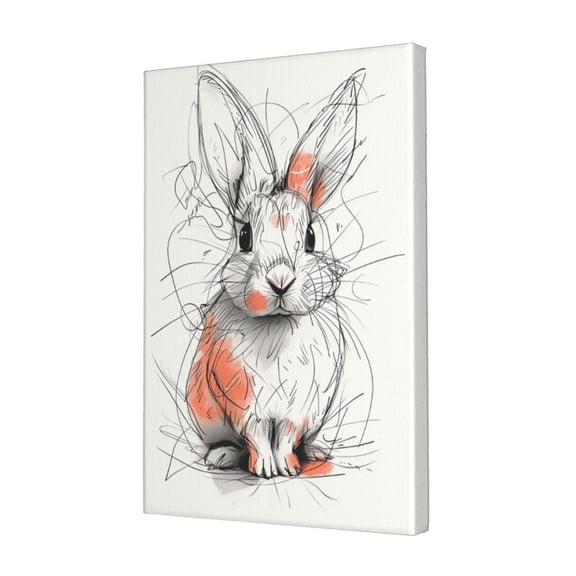 12x18 inch Canvas Frameless Painting Cute Rabbit Thread Draft,Home Room Decor Children'S Room Accessory,Classic Rabbit Thread Draft Modern Style Decorative Painting,For Rabbit Enthusiast Gift