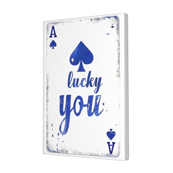 12x18 inch Canvas Frameless Painting 'Lucky You' Slogan Ace Of Spades,Funny Poker Canvas Decor Accessory,Bedroom,Man Cave,Lounge,Hotels Wall Decor Hanging Picture,Gifts For Poker Enthusiast