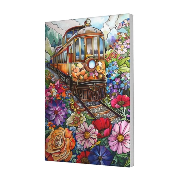 12x18 inch Canvas Frameless Picture Train Bound For Spring,Cafes,Man Cave,Florists,Garden Wall Decor Painting Canvas,Modern Art Train Bound For Spring Decorative Paintings,For Bar,Study,Yard