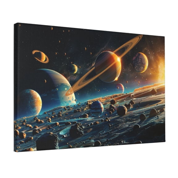 12x18 inch Canvas Hanging Picture Cosmic Planet Prints,Study,Man Cave,Campus Library Wall Decor Painting Prints,Gift For Planetary Enthusiast,Classic Cosmic Planet Decorative Canvas Paintings