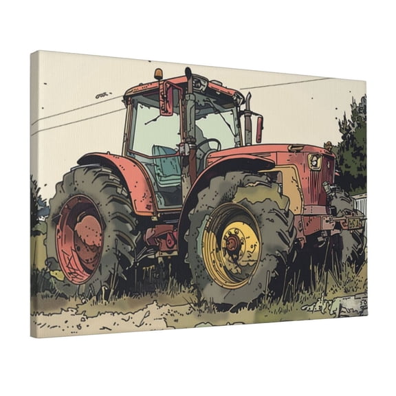 12x18 inch Canvas Hanging Picture Retro Tractor Yard Wall Decor Prints,Rustic Home Yard Decor Accessory,Home Rustic Yard,Living Room,Garage Wall Art Decoration Paintings,Funny Tractor Poster