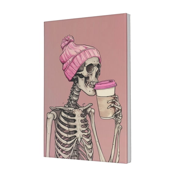 12x18 inch Canvas Hanging Picture Skull Drinking Beverages,Rustic Bar,Cafes Decor Accessory,Apartment Kitchen,Bathroom,Studio Wall Decor Art Prints Poster,Funny Gift For Beverages Enthusiast