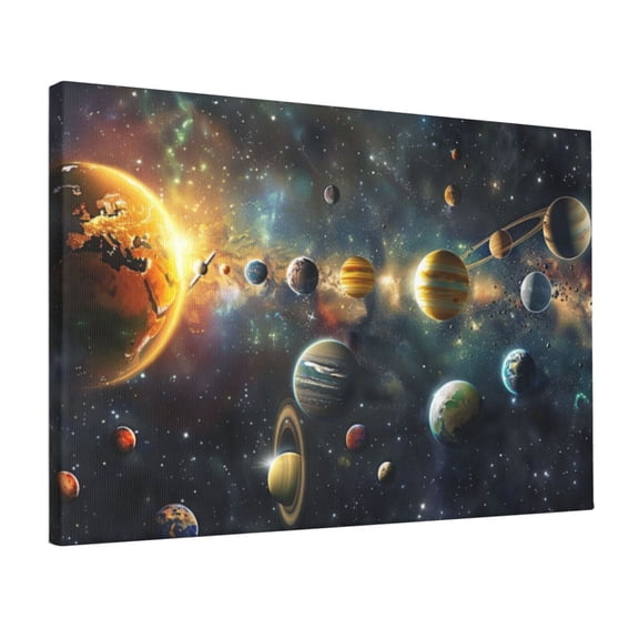 12x18 inch Canvas Hanging Picture Solar System Cosmic Planet,Apartment Bedroom,Lounge,Man Cave,Hotels Decor Wall Art Prints Painting,Gifts For Space Enthusiasts,Modern Style Planet Paintings