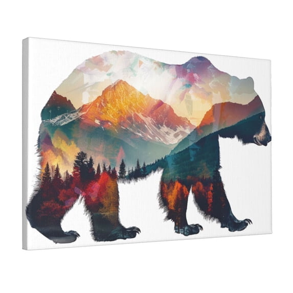 12x18 inch Canvas Painting Poster Bears And Mountains,Men Room Decor,Home Living Room,Bedroom,Study Wall Hanging Decor Oil Painting Canvas,For Bears Lover Gift,Funny Bears & Mountains Prints
