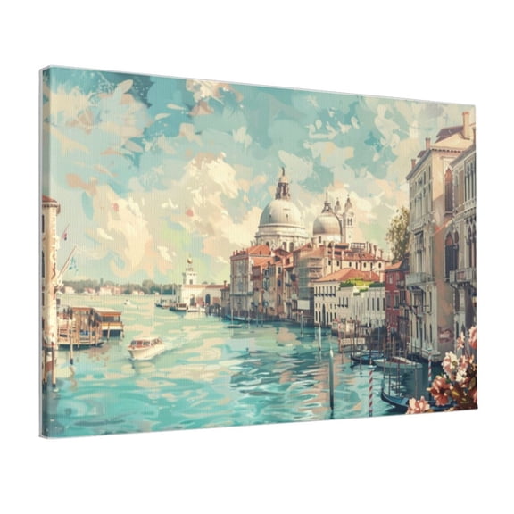 12x18 inch Canvas Paintings For Bedroom The Water City Of Venice,Indoor Bedroom,Man Cave,Cafe Wall Decor Art Poster Prints,Exquisite Venice Vintage Oil Paintings Canvas,For Art Collector Gift