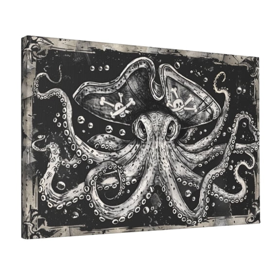 12x18 inch Canvas Paintings For Bedroom Vintage Pirate Squid,Farmhouse Bedroom,Bathroom,Lounge,Bar Decor Wall Art Poster,Classic Pirate Squid Decor Painting Canvas,Gift For Pirate Enthusiast