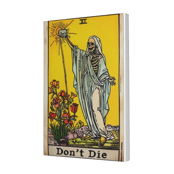 12x18 inch Canvas Picture Skeletons Man And Flowers 'Don'T Die' Slogan,Rustic Garden Decor Painting Prints,Indoor Home Bathroom,Garden,Bar,Man Cave Decor Canvas Poster,Gift For Flower Lovers