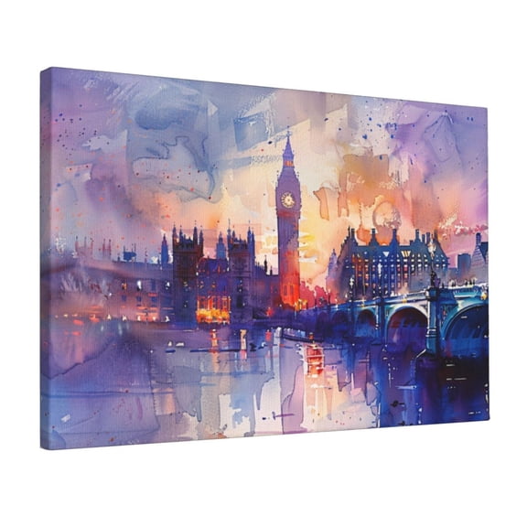 12x18 inch Canvas Picture Watercolor Big Ben In The Evening,Classic Home Living Room,Lounge,Study,Office Wall Art Prints Decor,Gift For Watercolor Enthusiast,Charm Big Ben Decoration Painting