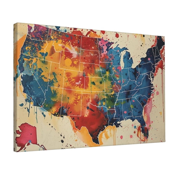 12x18 inch Colorful Map Of America Canvas Hanging Picture,Campus Corridors,Classroom,Hotels Decor Wall Art Prints,Exquisite Colorful Map Of America Decor Poster Canvas,For Man Cave,Garage,Bar