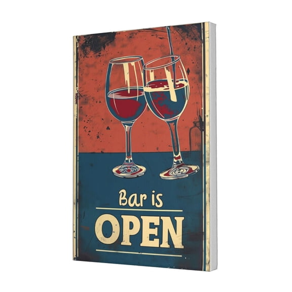 12x18 inch Decorative Paintings For Bar Goblet 'Bar Is Open' Slogan,Rustic Bar,Tavern,Pub Decoration Wall Art Prints,For Beer Enthusiast Funny Gifts,Modern Style Goblet Decor Painting Poster