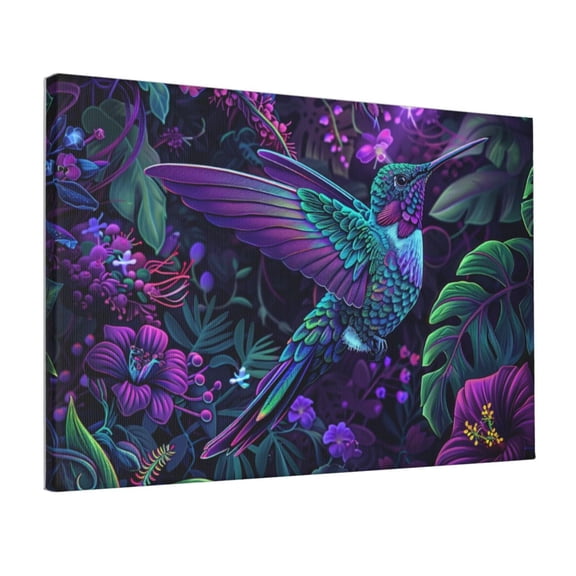 12x18 inch Decorative Paintings For Wall Colorful Hummingbirds And Flowers,Rustic Yard Garden Decor Accessory,Modern Art Hummingbirds And Flowers Art Canvas Prints,Gift For Hummingbirds Lover