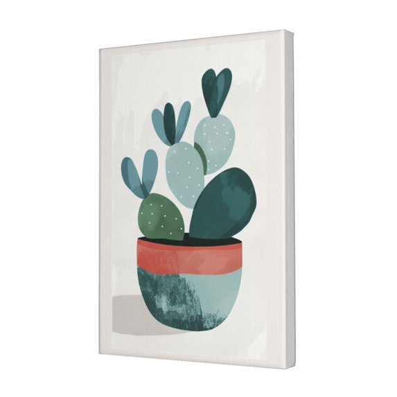 12x18 inch Decorative Paintings For Wall Potted Plant Cactus,Indoor Room Decor Bedroom Accessories,Modern Style Cactus Potted Plant Painting,For Cactus Lovers Gift,Garden,Office,Book Room,Bar