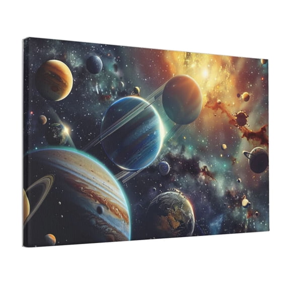 12x18 inch Decorative Paintings On The Wall Solar System Cosmic Planet,Campus Library,Study,Living Room,Bar Decor Oil Paintings On Canvas Wall Art,Gift For Planetary Enthusiasts,Cafes,Lounge