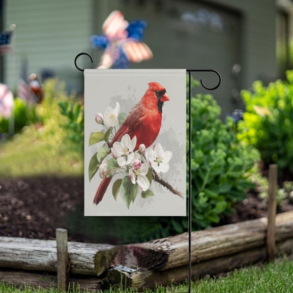 12x18 inch Double-Sided Garden Flags Banners Vibrant Outdoor Decor for House Patio Outdoor Beautiful Red Bird