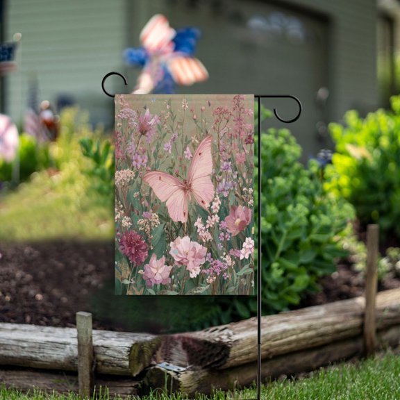 12x18 inch Double-Sided Garden Flags Banners Vibrant Outdoor Decor for House Patio Outdoor Delicate Butterfly