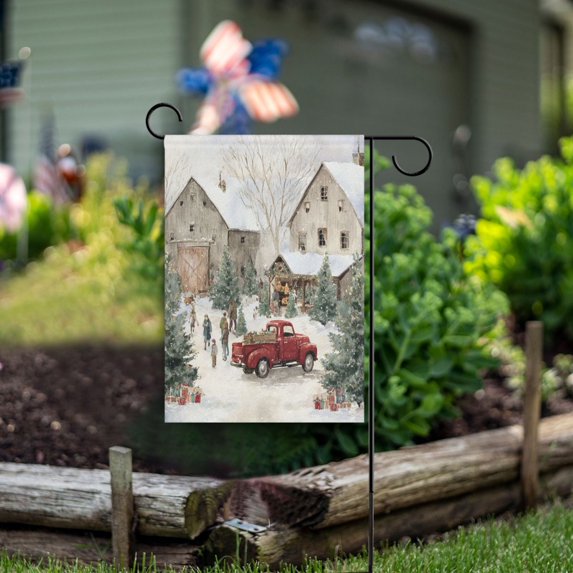 12x18 inch Double-Sided Garden Flags Banners Vibrant Outdoor Decor for House Patio Outdoor Farm Snow Scene