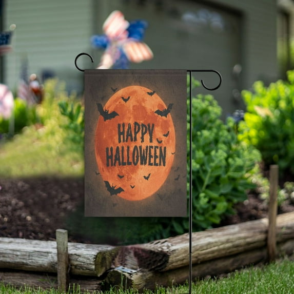 12x18 inch Double-Sided Garden Flags Banners Vibrant Outdoor Decor for House Patio Outdoor Orange Full Moon