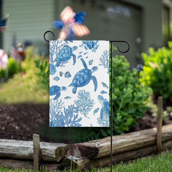 12x18 inch Double-Sided Garden Flags Banners Vibrant Outdoor Decor for House Patio Outdoor Sea Turtles and Coral Reefs