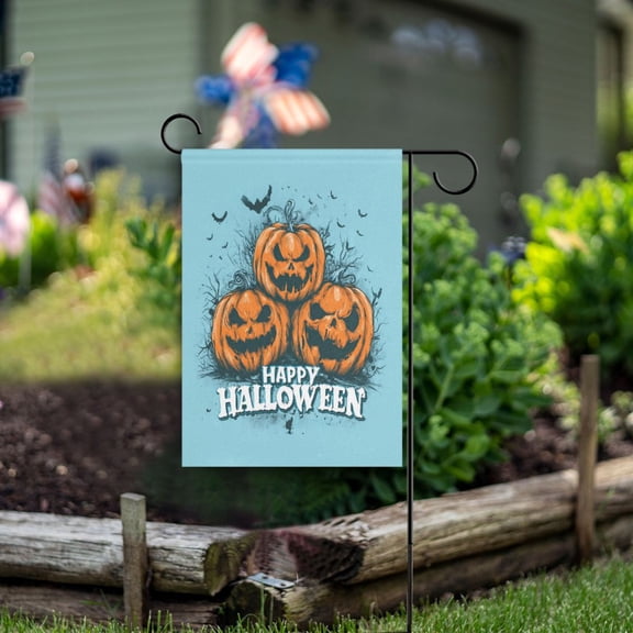 12x18 inch Double-Sided Garden Flags Banners Vibrant Outdoor Decor for House Patio Outdoor Smiling Pumpkin Face