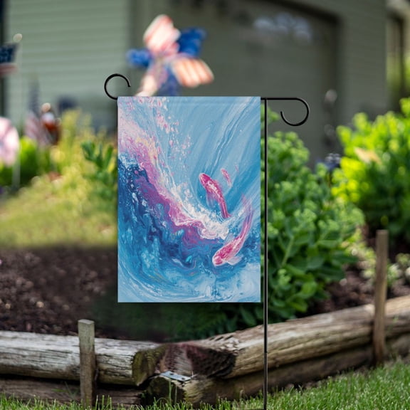 12x18 inch Double-Sided Garden Flags Banners Vibrant Outdoor Decor for House Patio Outdoor Vibrant Colors Fish