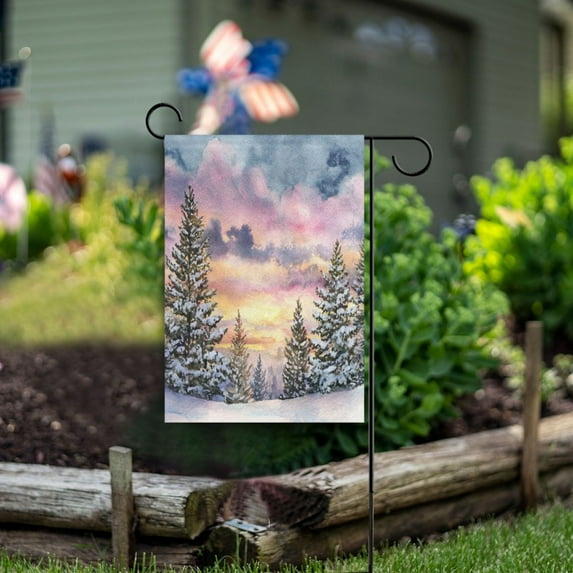 12x18 inch Double-Sided Garden Flags Banners Vibrant Outdoor Decor for House Patio Outdoor Watercolor Winter Landscape