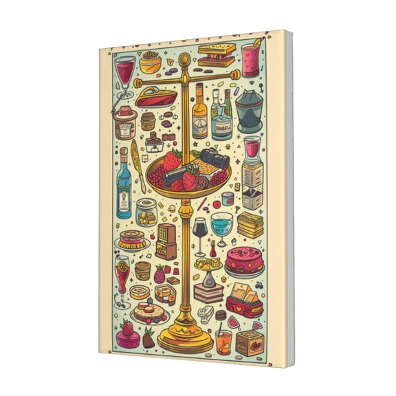 12x18 inch Food Platter Illustration Oil Paintings On Canvas,Home Kitchen Decor Accessory,Man Cave,Restaurant,Bedroom,Cafes Wall Decor Art Prints,Exquisite Food Platter Canvas Painting Gifts