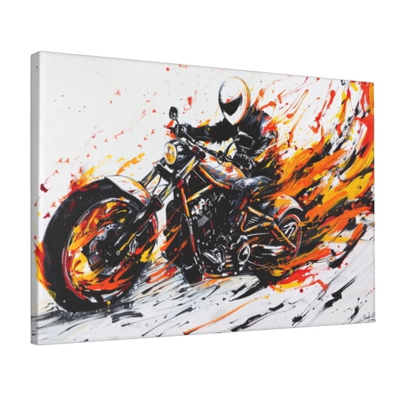 12x18 inch Frameless Canvas Painting Blaze Motorcycle Driver,Men Room Decor Poster,Home Garage,Lounge,Studio Wall Art Decor Paintings Canvas,Modern Style Blaze Motorcycle Driver Prints Gifts
