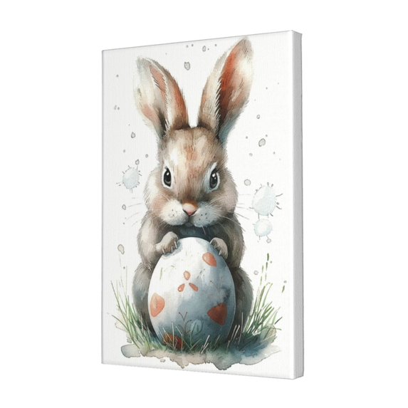 12x18 inch Frameless Canvas Painting Cute Rabbits & Colorful Eggs,Home Room Decor Children'S Room Accessory,Indoor Living Room,Study,Kids Room Paintings Wall Art Decor,For Rabbits Lover Gifts