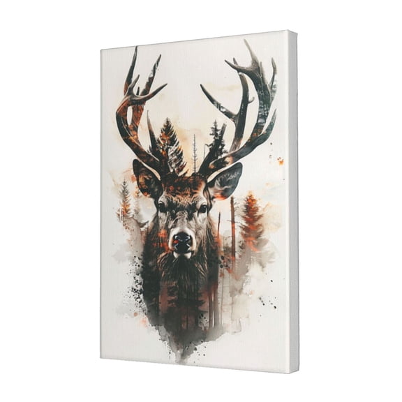 12x18 inch Frameless Canvas Painting Deer & Forest,Apartment Home Living Room,Cafes,Man Cave,Club Wall Art Prints Decor,Classic Deer & Forest Art Poster Canvas,Gift For Deer Lovers,Cafes,Yard
