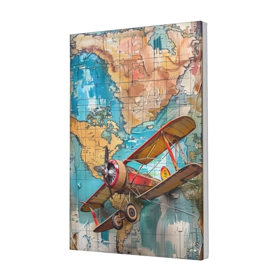12x18 inch Frameless Canvas Painting Old Style Airplanes & Maps,Indoor Bathroom,Study,Garage,Living Room Wall Decor Poster Canvas,Exquisite Old Style Airplanes & Maps Paintings Decor Prints