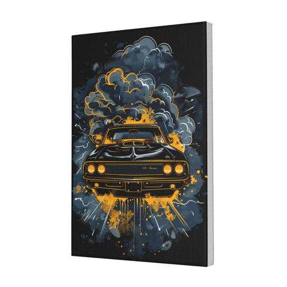 12x18 inch Frameless Canvas Painting Racing Illustration,Classic Garage Decor Accessories,Charm Racing Modern Art Canvas Poster & Prints,Gift For Racing Enthusiast,Bedroom,Man Cave,Cafes,Bar