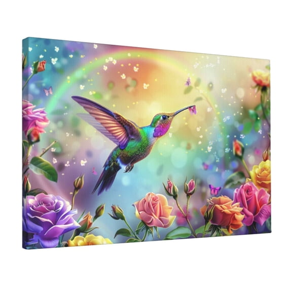 12x18 inch Garden Wall Decor Hummingbirds & Flowers Canvas Painting,Rustic Villa Garden Yard Accessory,Exquisite Home Yard,Living Room,Bedroom,Garden Wall Decor Paintings Prints,Garden Decor