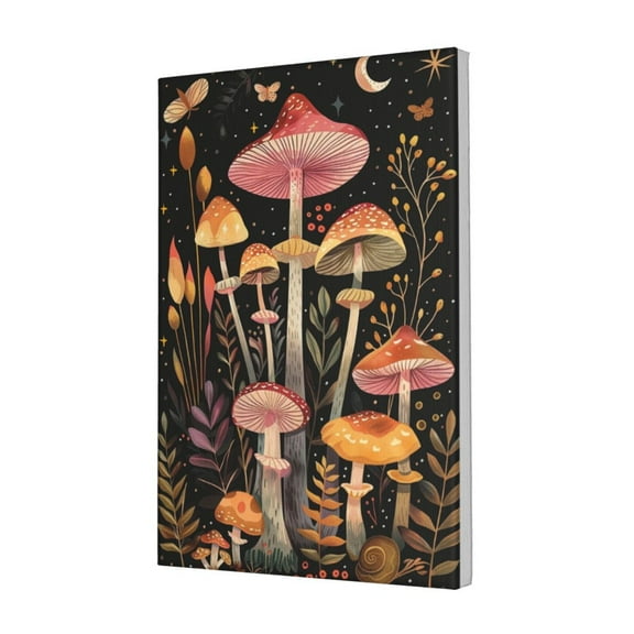 12x18 inch Garden Yard Wall Decor Mushroom World At Night Canvas Pictures,Outdoor Yard Fence,Garden Door Decor Painting Prints,Indoor Bar,Lounge,Nursery Wall Art Decoration Canvas Poster Gift