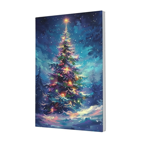 12x18 inch Gorgeous Christmas Tree Canvas Hanging Picture,Living Room,Kitchen,Man Cave,Office Wall Decor,Vintage Festival Decoration,Modern Style Christmas Tree Indoor Home Decor For Bathroom