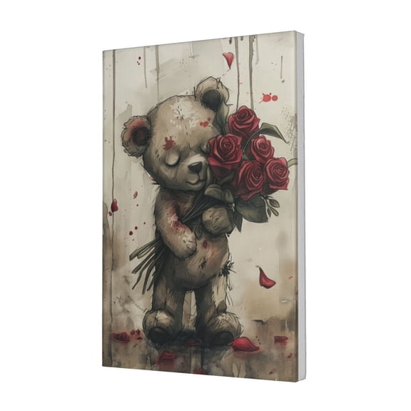 12x18 inch Kids Room Decor Muppet Bear Holding Roses Frameless Canvas Painting,Cafes,Hotels,Apartment,Study Decor Posters & Prints,Gift For Children,Classic Muppet Bear Holding Rose Paintings