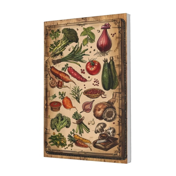 12x18 inch Kitchen Decorative Painting Prints Cooking Ingredients Illustrated,Home Kitchen,Bedroom,Lounge Picture Wall Decor Art,Gift For Cooking Enthusiasts,Retro Cooking Ingredients Prints