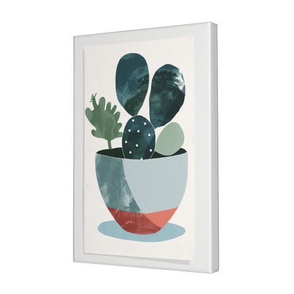 12x18 inch Living Room Painting For Wall Potted Plant Cactus,Villa Home Decor Living Room Decor Poster Canvas,Abstract Cactus Potted Plant Paintings Canvas,Apartment,Cafes,Pastoral Yard Decor