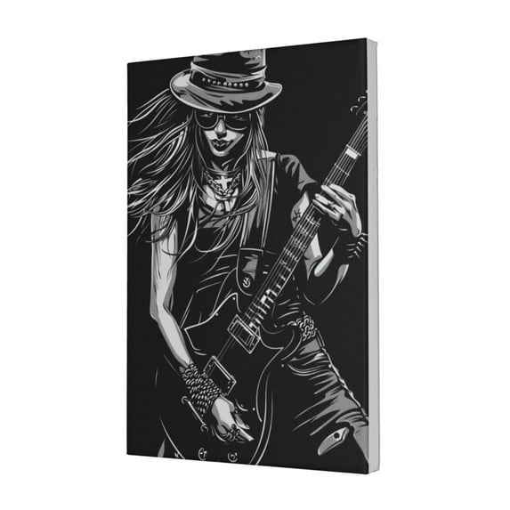 12x18 inch Oil Painting Canvas The Charming Girl Playing Guitar,Indoor Music Room Decor Accessory,Classic Girl Playing Guitar Modern Style Paintings Canvas,Gift For Guitar Enthusiast,Bar,Cafe