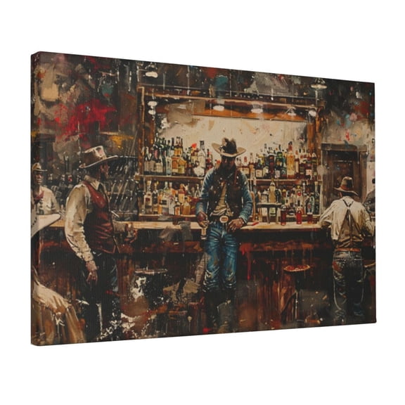 12x18 inch Oil PaintingWall Art Painting Cowboys Drinking In Taverns,Room Decor For Men,Home Kitchen,Bedroom,Study Wall Decor Art Canvas Pictures,Exquisite Cowboys Drinking In Tavern Poster