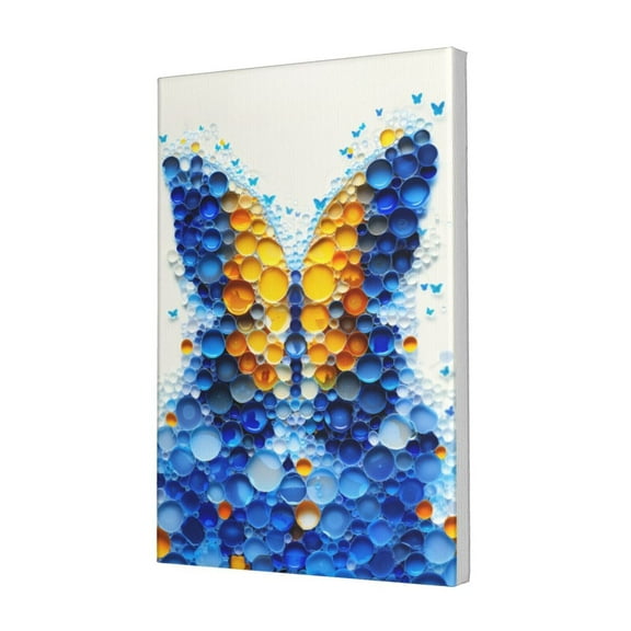 12x18 inch Oil Paintings On Canvas Blue Butterfly Bottle Cap Painting,Classic Office,Study,Bedroom Wall Art Prints Decor,Exquisite Blue Butterfly Bottle Cap Painting Modern Style Oil Painting