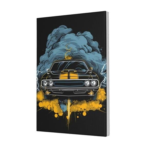 12x18 inch Oil Paintings On Canvas Roaring Racing Car,Cafes,Bar,Garage,Man Cave Wall Decor Art Prints,Enchanting Roaring Racing Car Art Canvas Painting Poster,Funny Gift For Racing Enthusiast