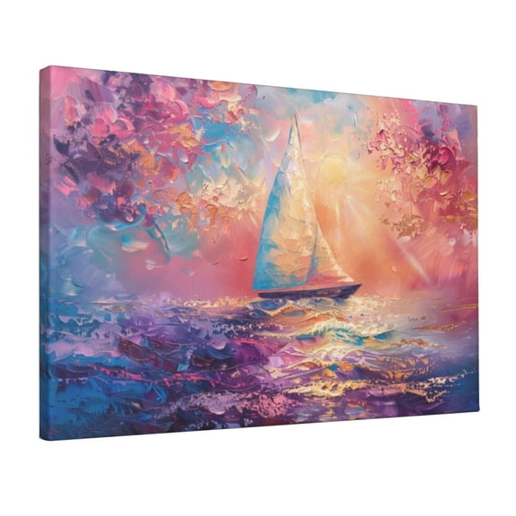 12x18 inch Oil Paintings On Canvas Sailboats & Setting Sun Bathroom Wall Decor,Apartment Living Room,Bathroom,Studio Wall Decor Painting Poster,Enchanting Sailboats & Setting Sun Decor Prints