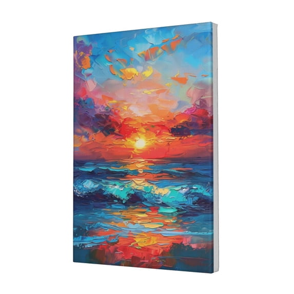 12x18 inch Oil Paintings On Canvas The Sea & Sunrise,Home Room Decor Bathroom Accessory,Charm Sea & Sunrise Modern Art Poster Prints,Gifts For Landscape Enthusiasts,For Bedroom,Cafes,Bar,Gym