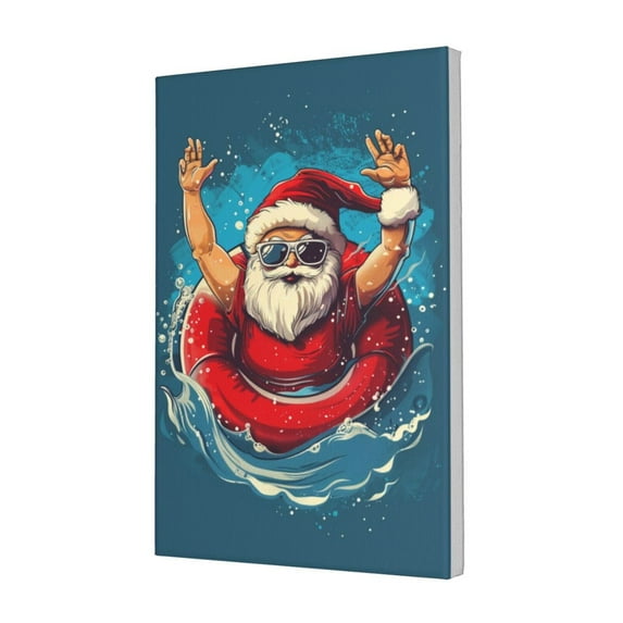 12x18 inch Oil Paintings On Canvas Swimming Santa Claus,Bathroom Decor Accessory,Fun Santa Claus Swimming Decorative Painting,Festival Decor Poster,Bedroom,Man Cave,Bathroom,Lounge Wall Decor