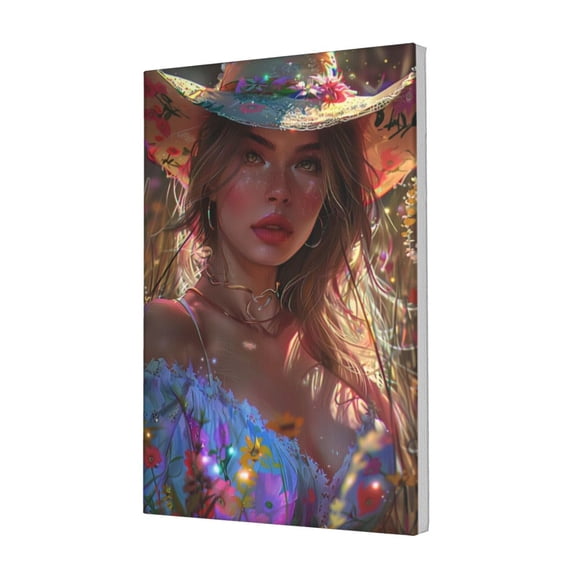 12x18 inch Oil Paintings On Canvas Beautiful Cowboy Girl,Room Decor For Woman,Indoor Bedroom,Study,Living Room,Lounge Painting Wall Decoration Art Poster,Retro Cowboy Girl Modern Style Prints