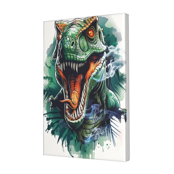 12x18 inch Oil Paintings On Canvas Fierce Dinosaur,Home Bedroom,Study,Man Cave,Bar Wall Decor Canvas Poster,Room Decor For Men,Exquisite Fierce Dinosaur Modern Art Painting,For Man Cave,Bar