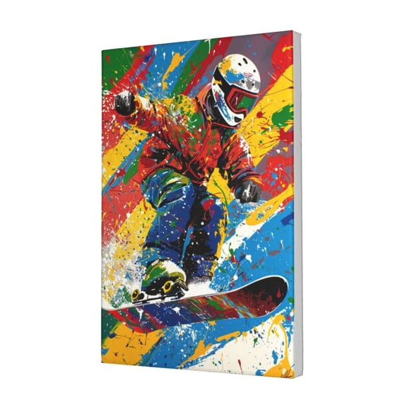 12x18 inch Oil Paintings On Canvas Ski Athlete,Ski Club Canvas Decor Accessory,Classic Ski Athlete Modern Style Frameless Canvas Painting,Gifts For Ski Enthusiasts,Bedroom,Man Cave,Bar Decor