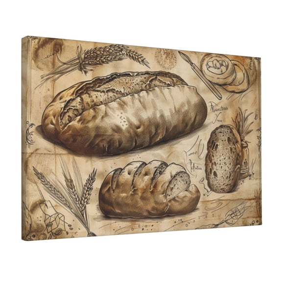 12x18 inch Oil Paintings On Canvas Wheat & Bread Illustration,Home Room Decor Kitchen Accessory,Retro Wheat And Bread Illustration Modern Art Canvas Poster,Restaurant,Kitchen Decoration Gift