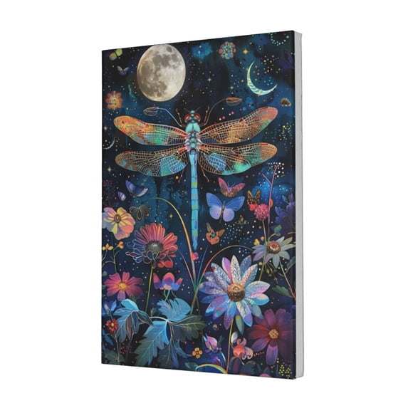 12x18 inch Paintings For Living Room Decor Dragonflies & Flowers,Home Living Room Decor Accessory,Modern Style Dragonflies & Flower Canvas Painting Prints,Charm Gifts For Dragonflies Lovers